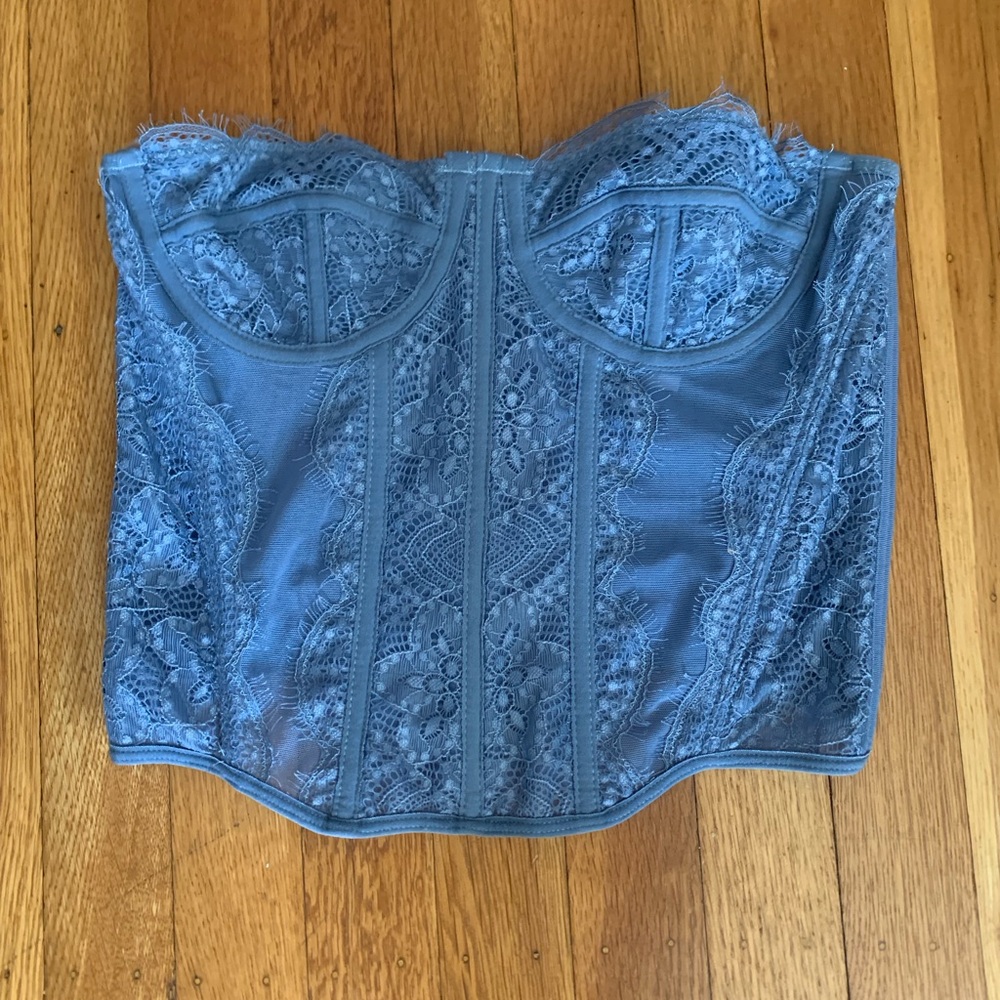 Lace Bustier Corset Top - Blue